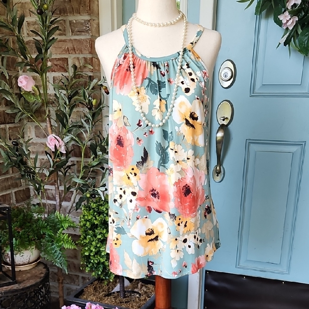 NWT Papermoon Floral Halter Top, Size L
